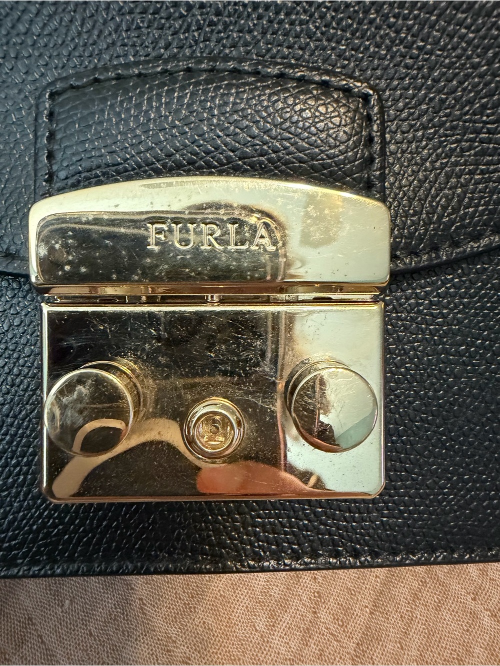 Furla Black Leather Mini Crossbody with Gold Hardware - Picture 7 of 8